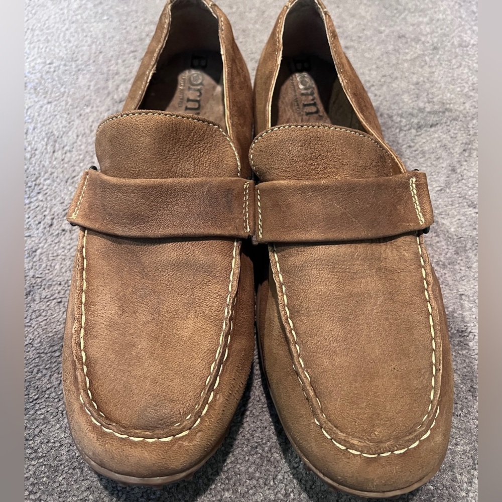Born Men's Light Brown Sued Slip-On Driving Loafers
